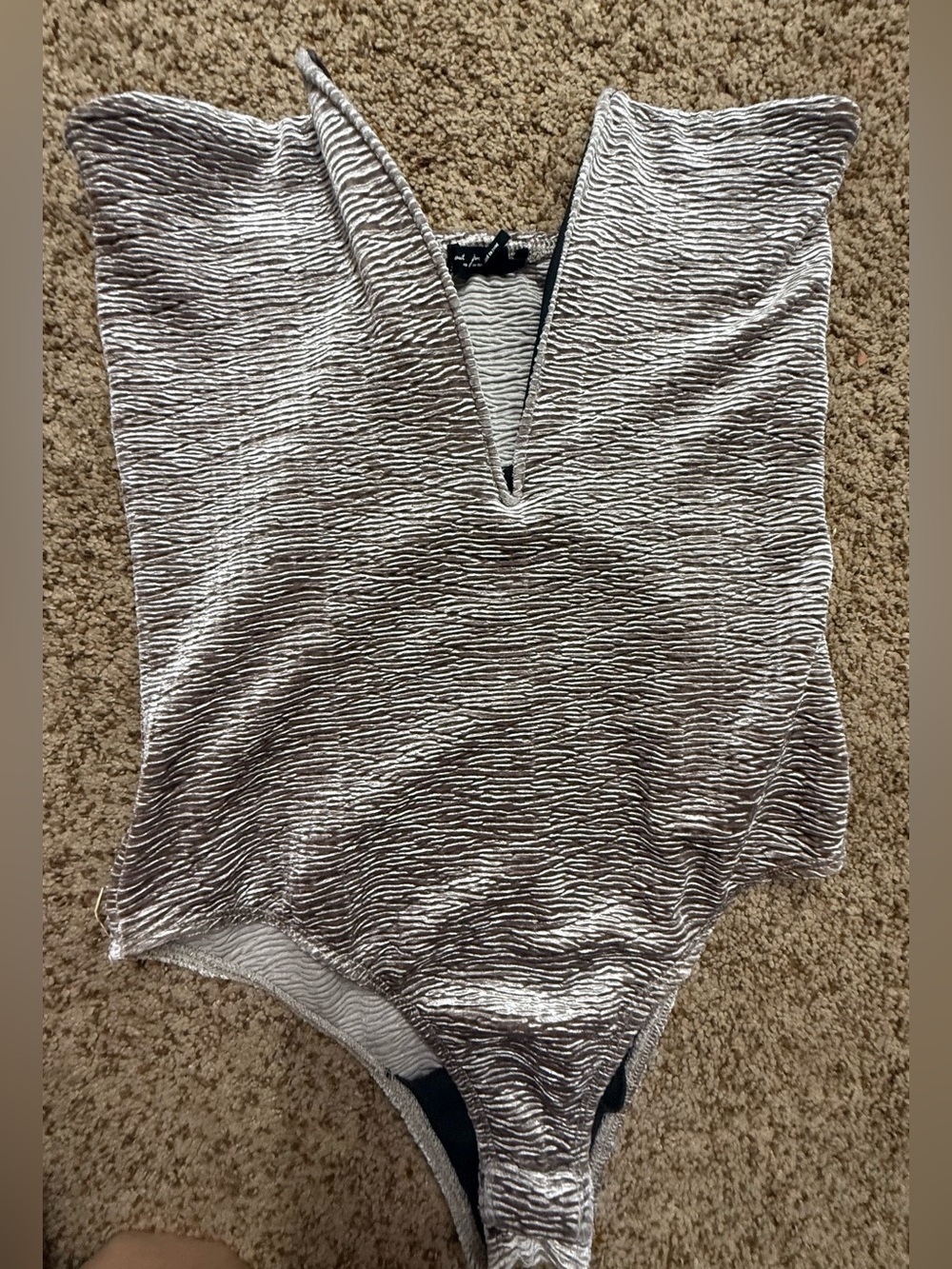 urban outfitters Tops silver Deep V Velvet Bodysuit